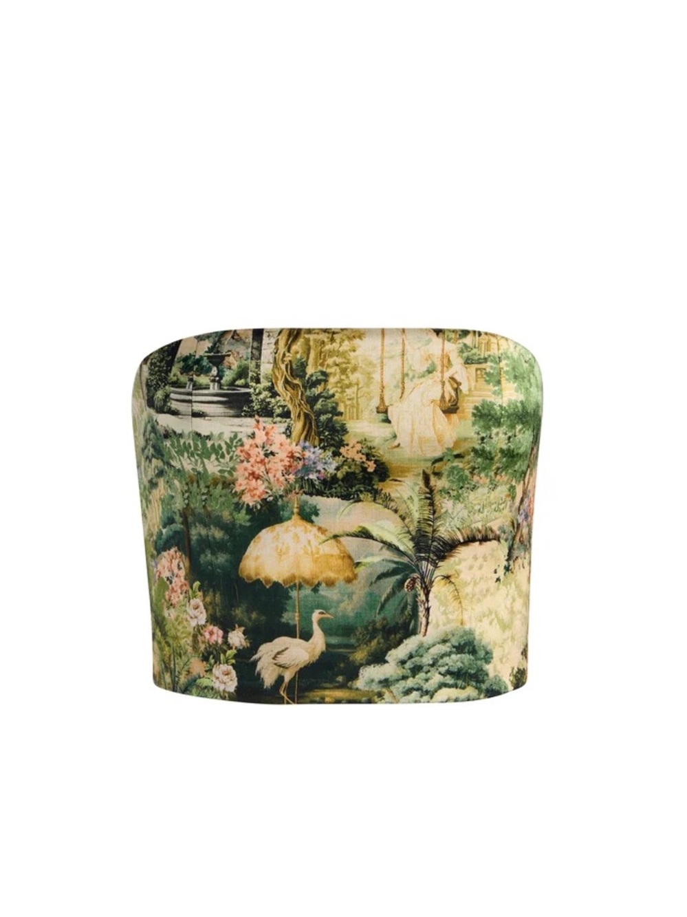 Alice + Olivia Scenic Strapless Bustier in Green, Cream and Pink